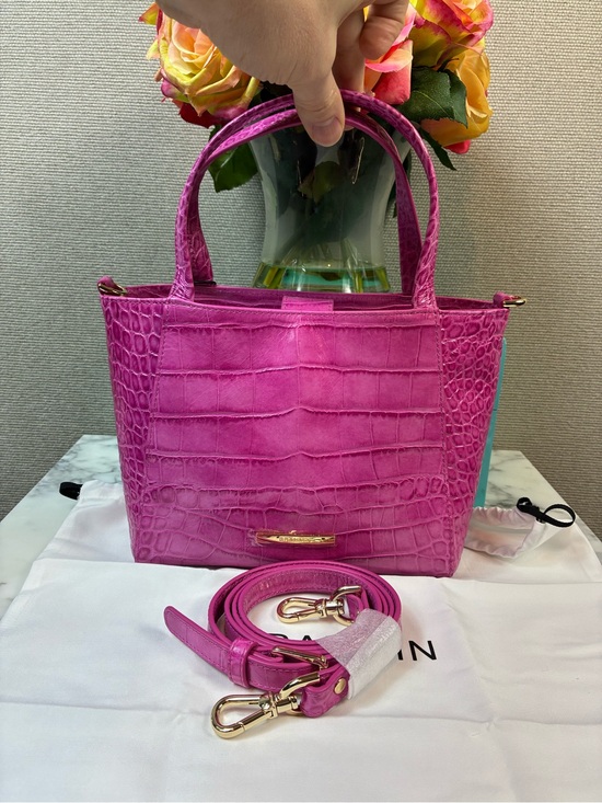 Brahmin Handbags - Brahmin Pink Alba Croc Embossed Small Mona Crossbody Bag - NWT  $295 Retail